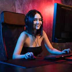 Female Video Game Playing Apex Legend Video Game