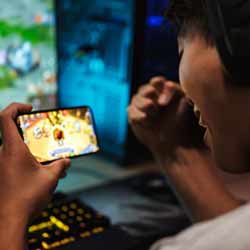 Mobile Gamer Playing Video Game